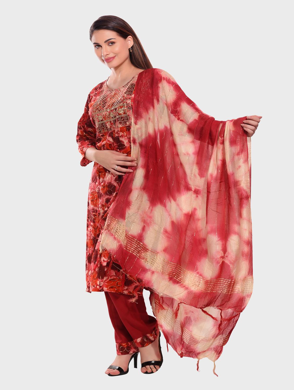 women red kurta salwar set with dupatta - 20478834 - Standard Image - 2