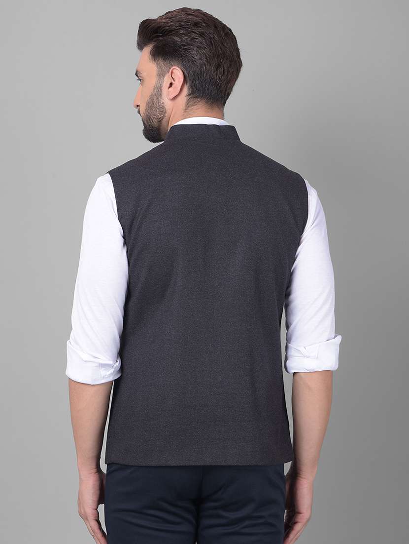 men black polyester blend classic waist coat - 20478867 - Standard Image - 2