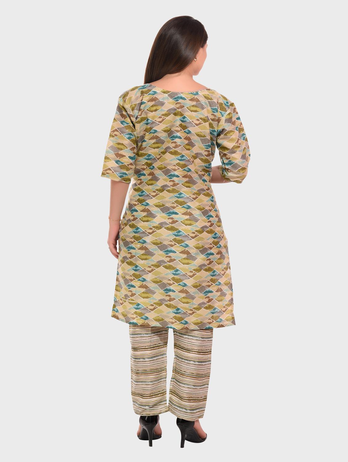 women multi color round neck kurta pant set - 20478887 - Standard Image - 2