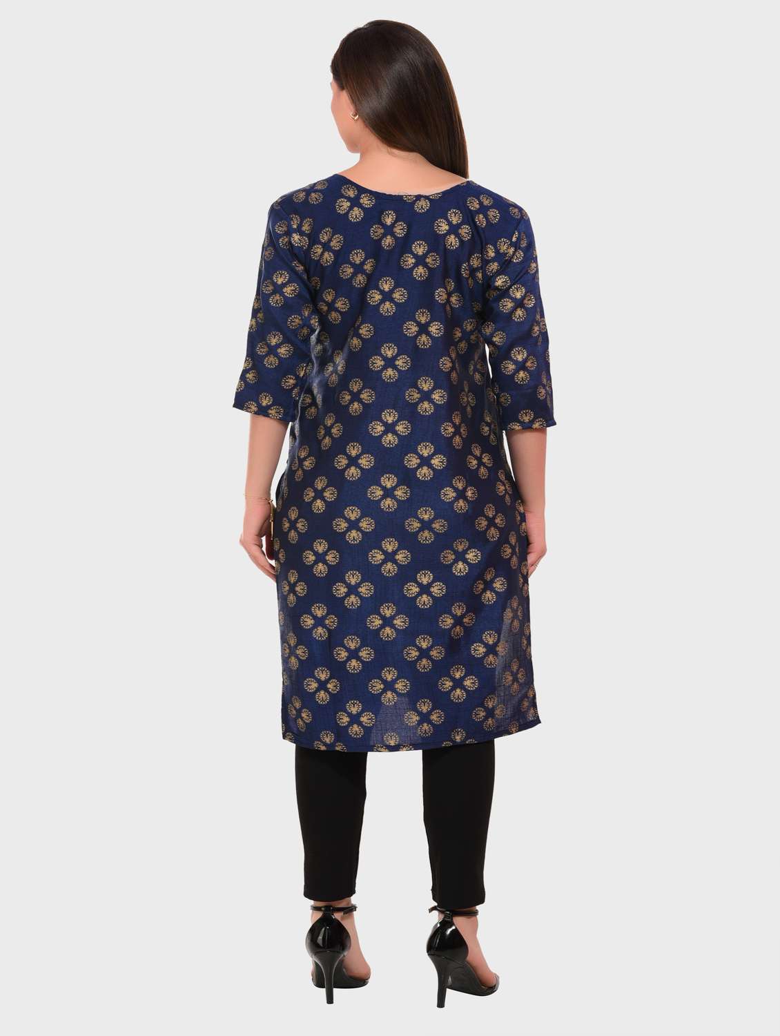 women foil printed straight kurta - 20479166 -  Standard Image - 2
