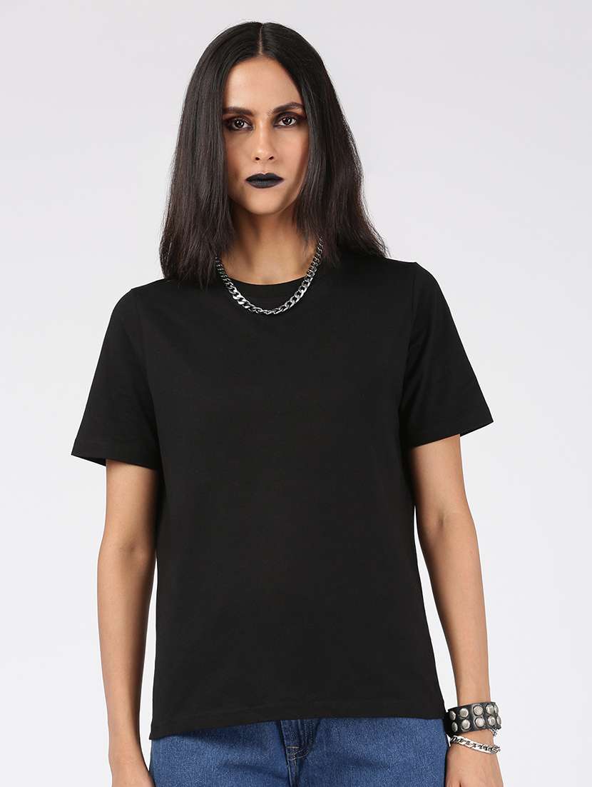 women black cotton regular t-shirt