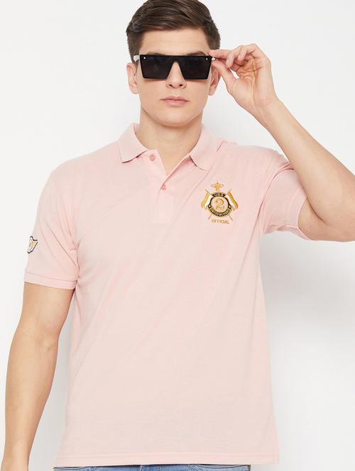 men pink regular fit short sleeve polo t-shirt - 20483774 - Standard Image - 0