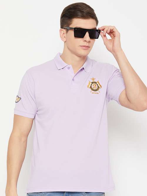 lavender solid polo t-shirt - 20483775 -  Standard Image - 0