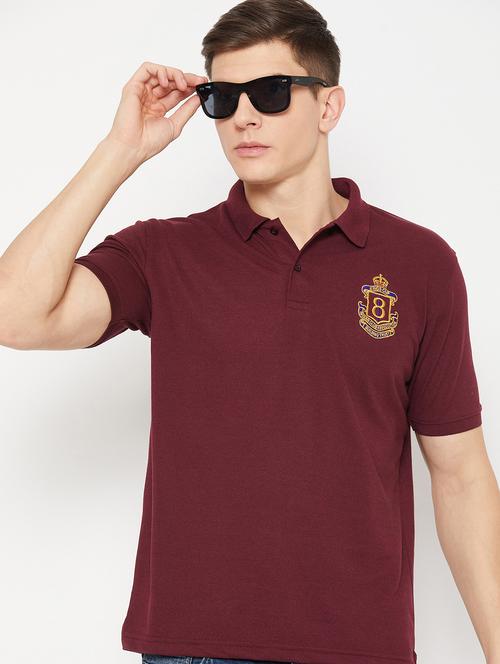 maroon solid polo t-shirt - 20483776 -  Standard Image - 0
