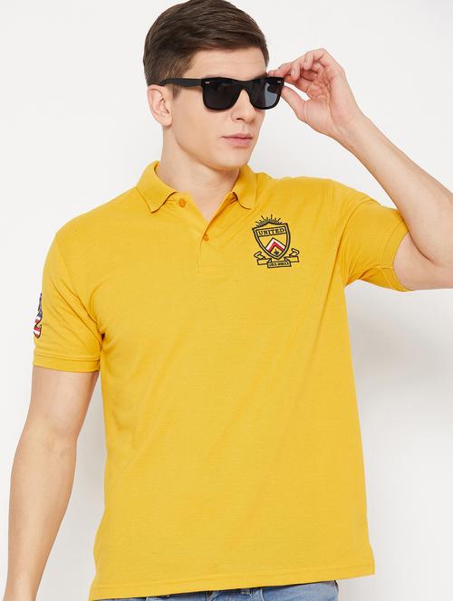 yellow solid polo t-shirt - 20483779 -  Standard Image - 0
