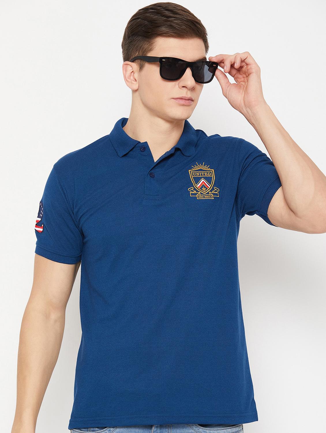 blue solid polo t-shirt