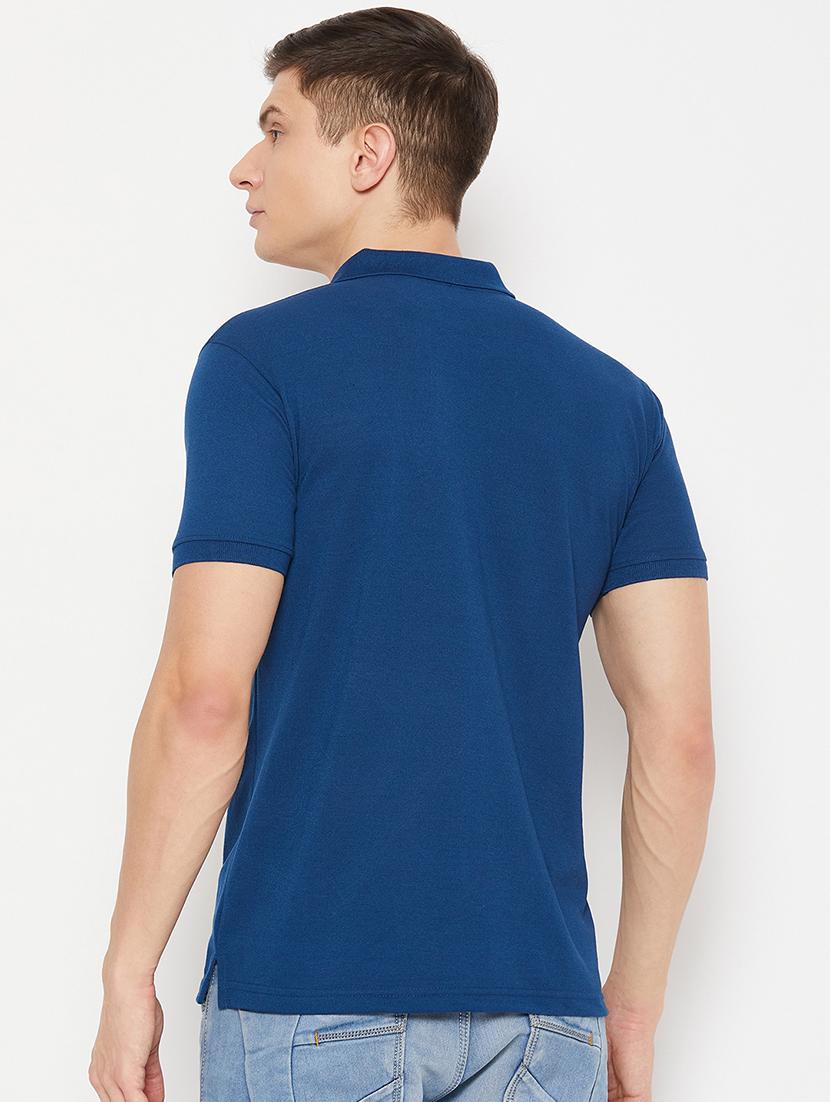 blue solid polo t-shirt - 20483781 - Standard Image - 2