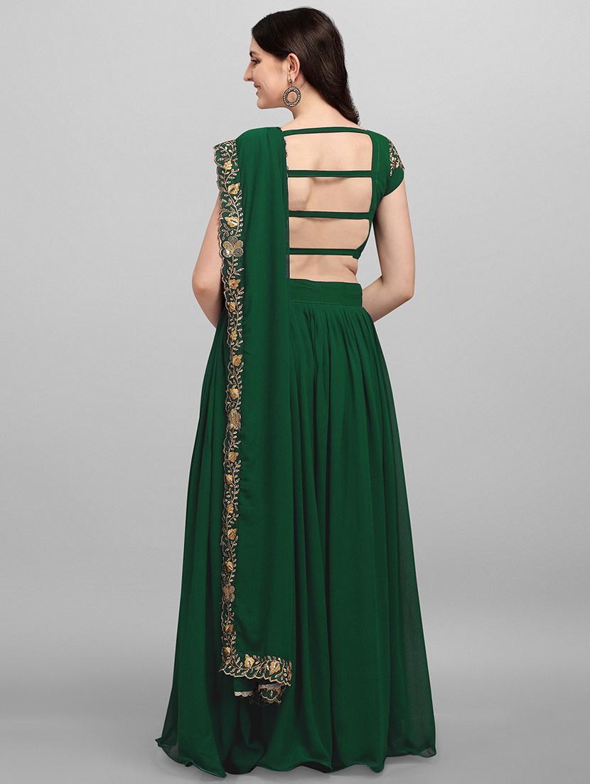 women green semi-stitched lehenga choli with dupatta - 20483810 - Standard Image - 2