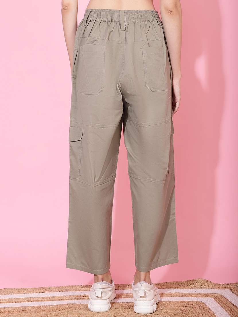 men solid beige cotton cargo trouser - 20483859 - Standard Image - 2