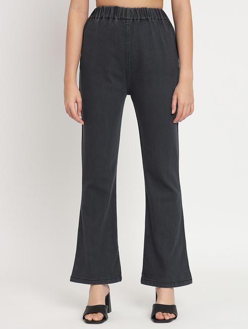 women grey solid bootcut trouser - 20483881 - Standard Image - 0