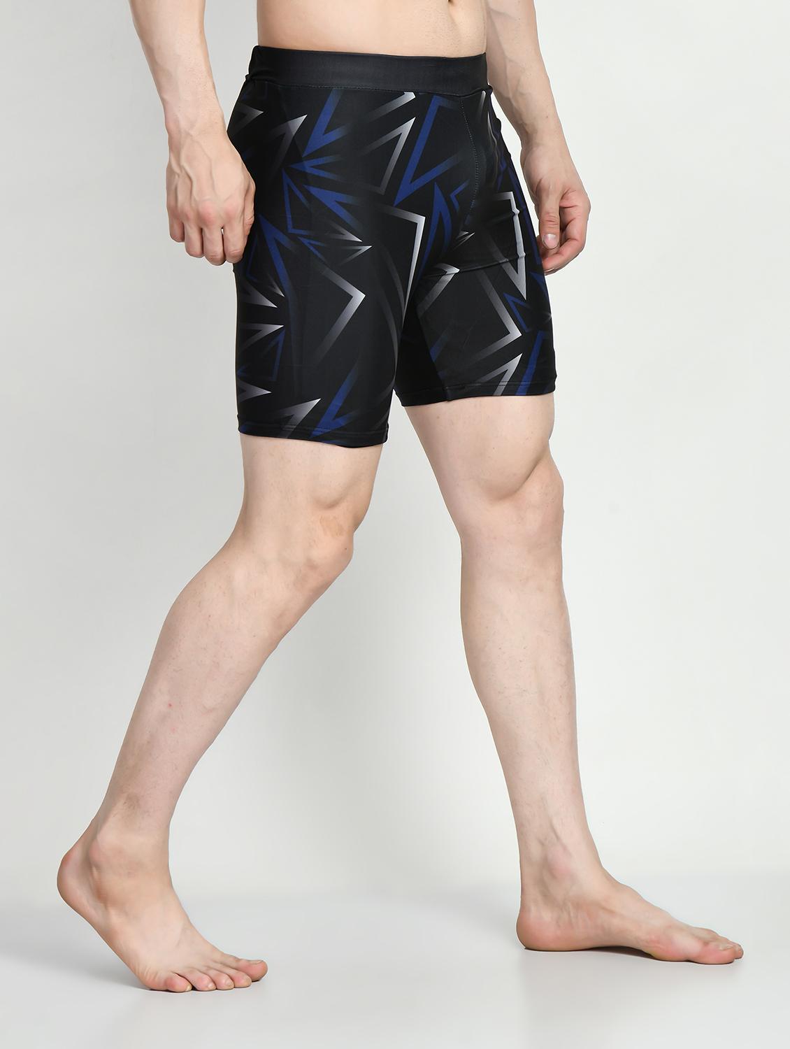 men geometric print black polyester blend swimwear trunks - 20484319 - Standard Image - 2