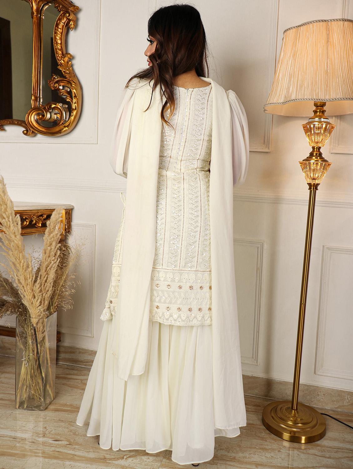 women off white kurta sharara set with dupatta - 20484571 - Standard Image - 2