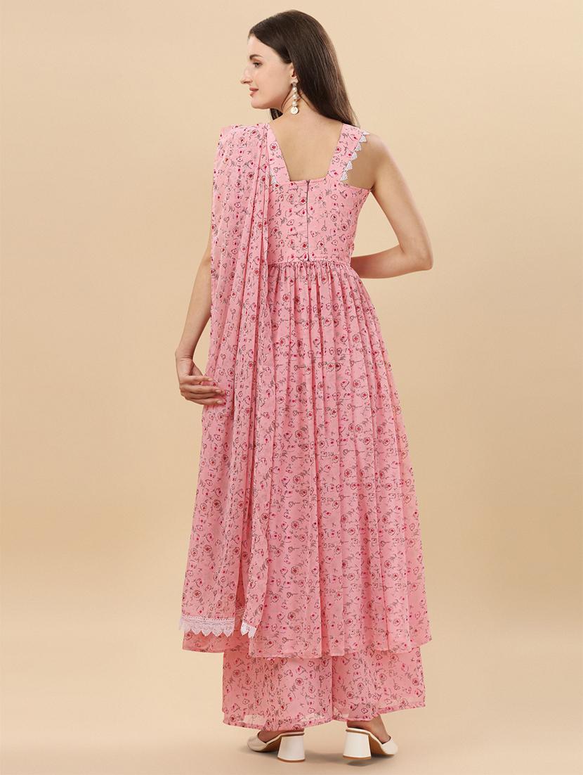 pink kurta palazzo set with dupatta - 20484595 - Standard Image - 2