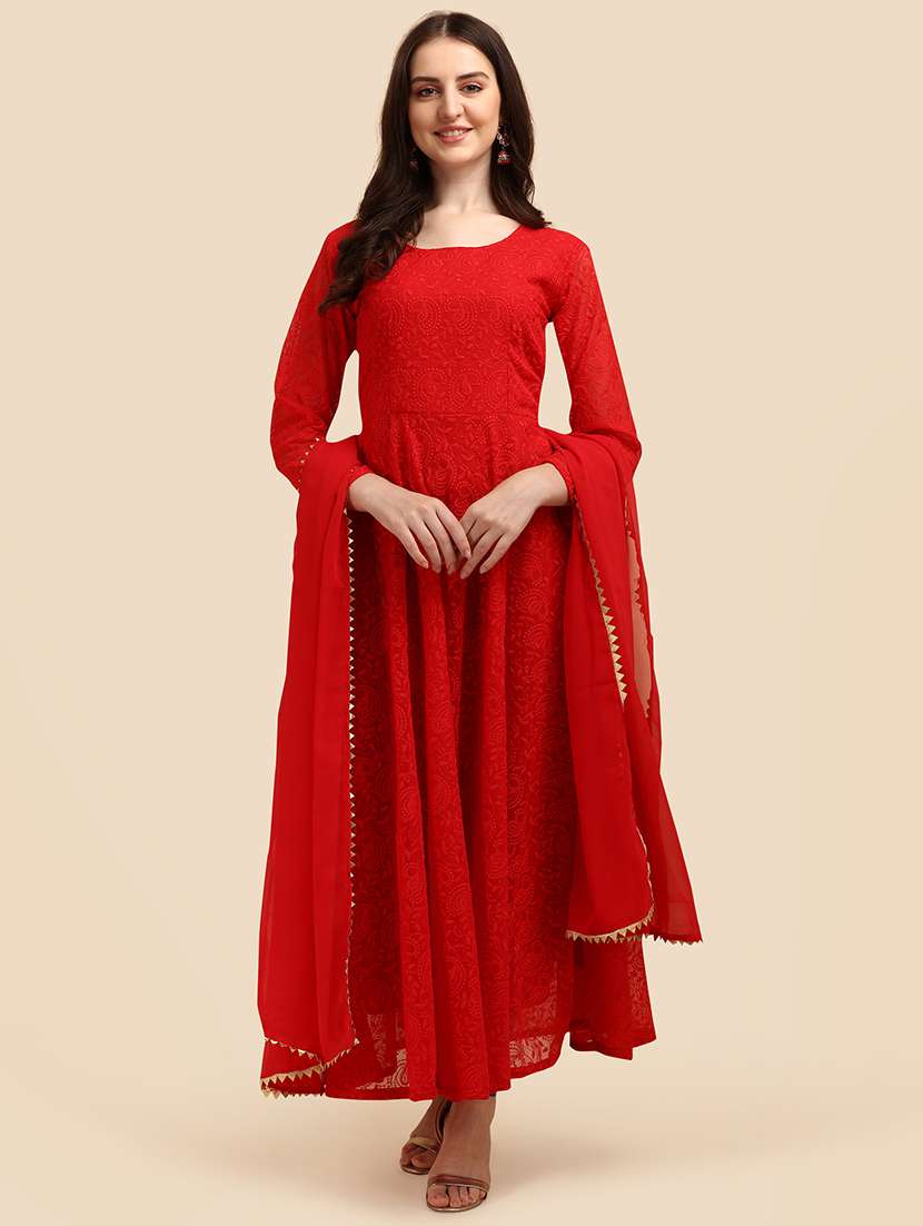 women embroidered kurta dupatta set