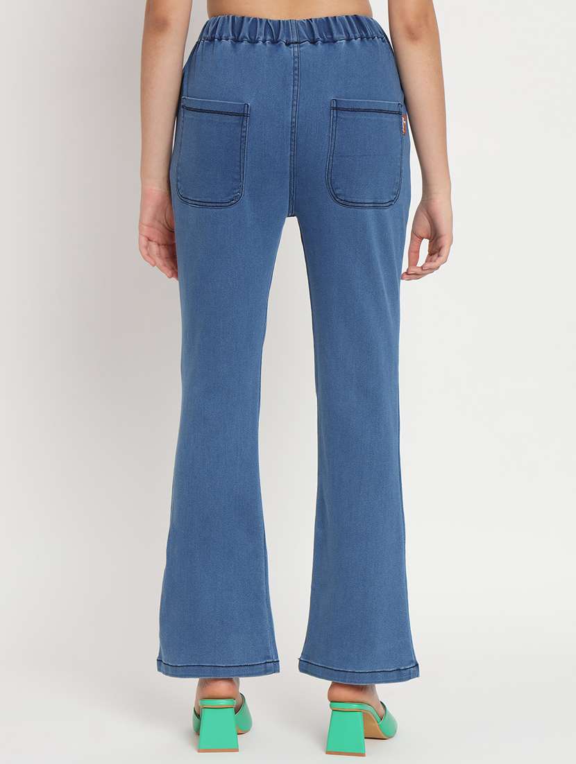 women solid blue denim jeggings - 20484651 - Standard Image - 2