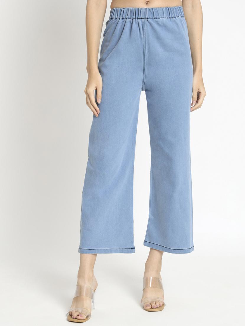 women solid light blue denim wide leg jegging - 20484661 -  Zoom Image - 0
