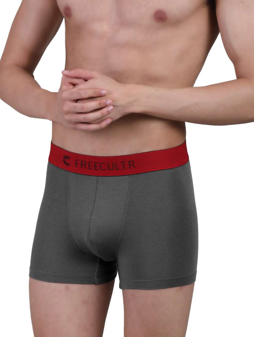 men grey set of 3 solid micro modal trunk briefs - 20484754 -  Standard Image - 2
