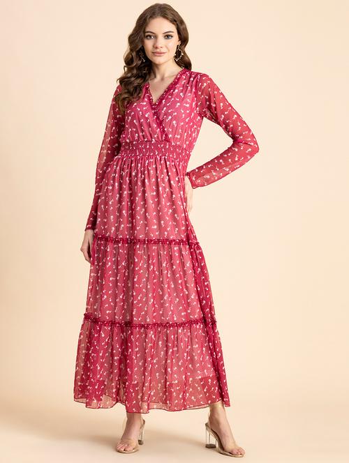 pink floral tiered dress - 20484878 - Standard Image - 0