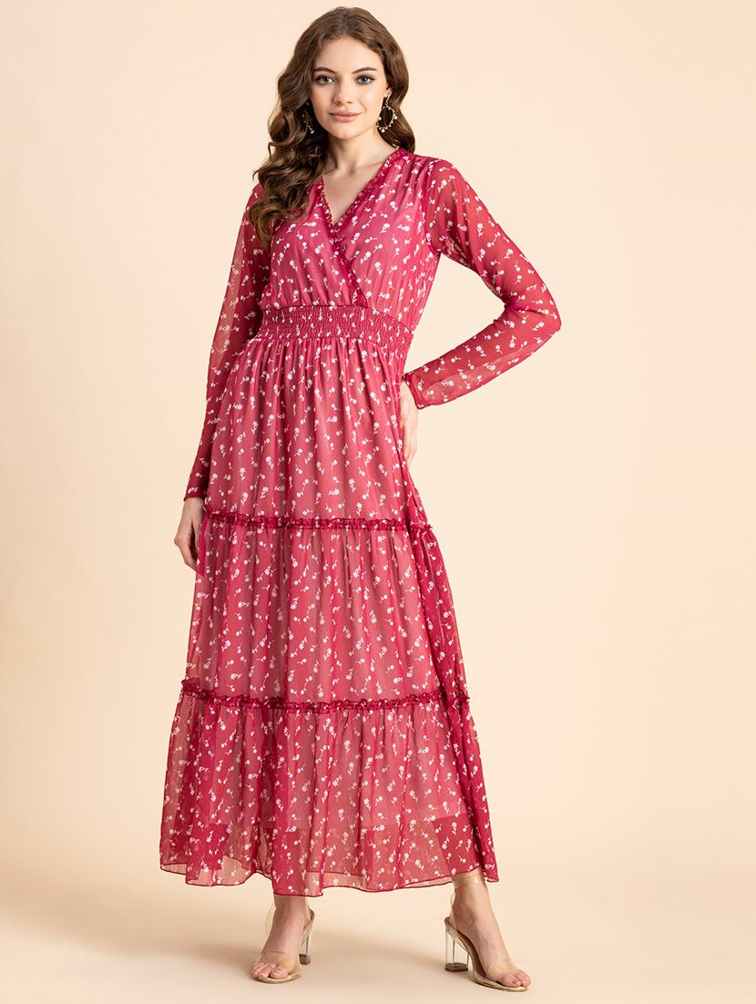 pink floral tiered dress - 20484878 - Zoom Image - 0