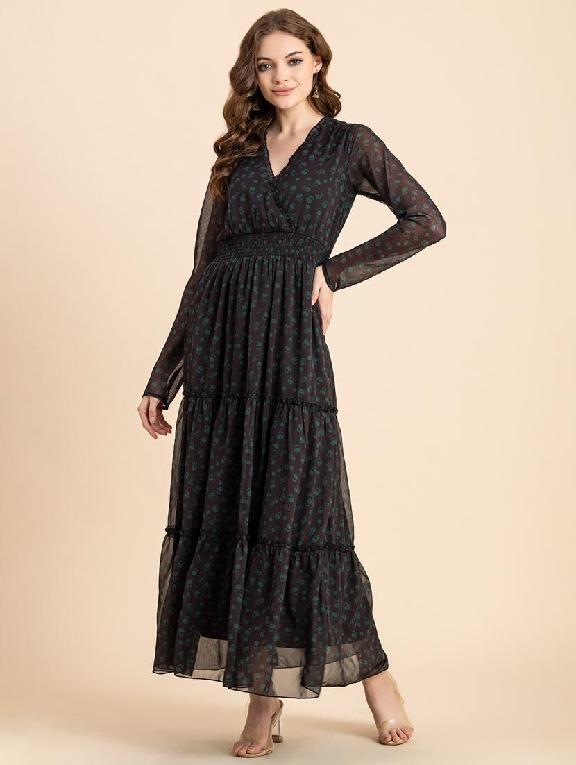 black floral tiered dress - 20484879 - Zoom Image - 0