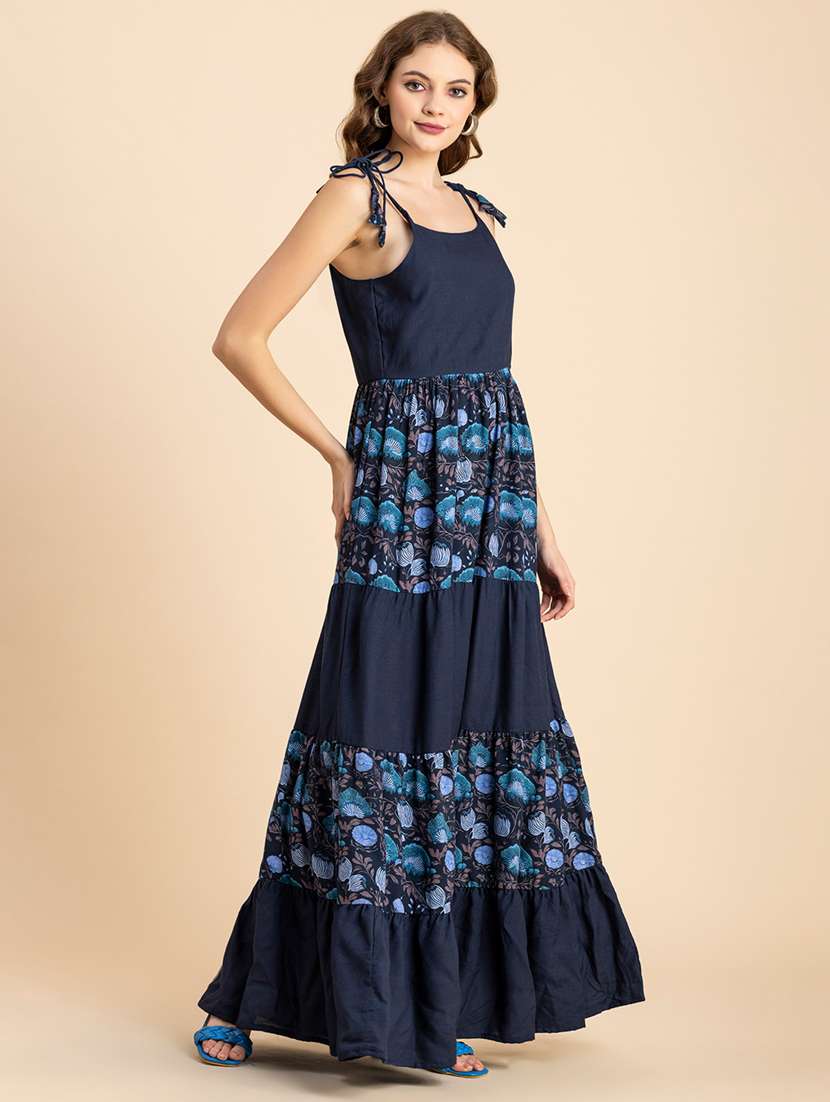 navy blue floral tiered dress - 20484882 - Standard Image - 2