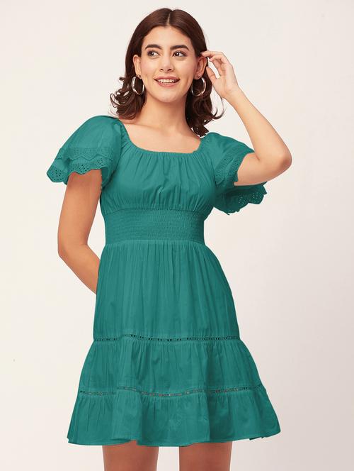 green self design tiered dress - 20484895 - Standard Image - 0