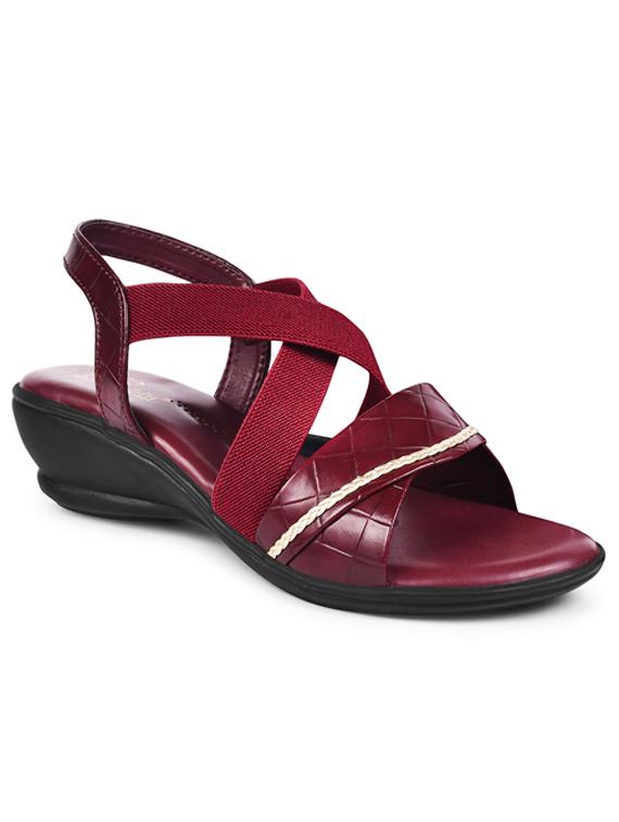 women textured maroon back strap sandal - 20485114 -  Zoom Image - 0