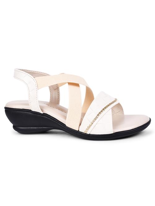 women textured white back strap sandal - 20485115 -  Standard Image - 0