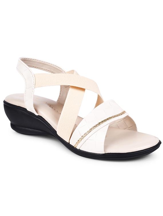 women textured white back strap sandal - 20485115 - Standard Image - 2