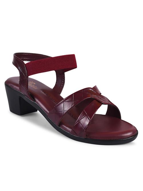women textured burgundy ankle strap sandal - 20485118 - Standard Image - 0