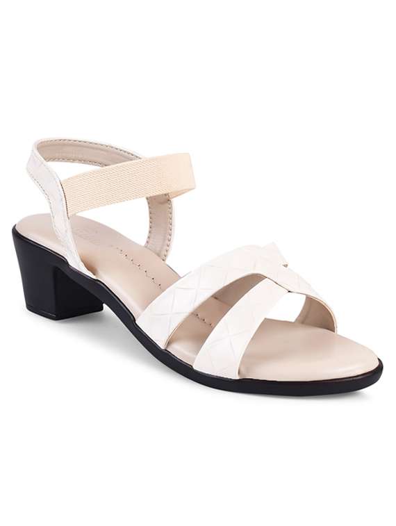 women textured white ankle strap sandal