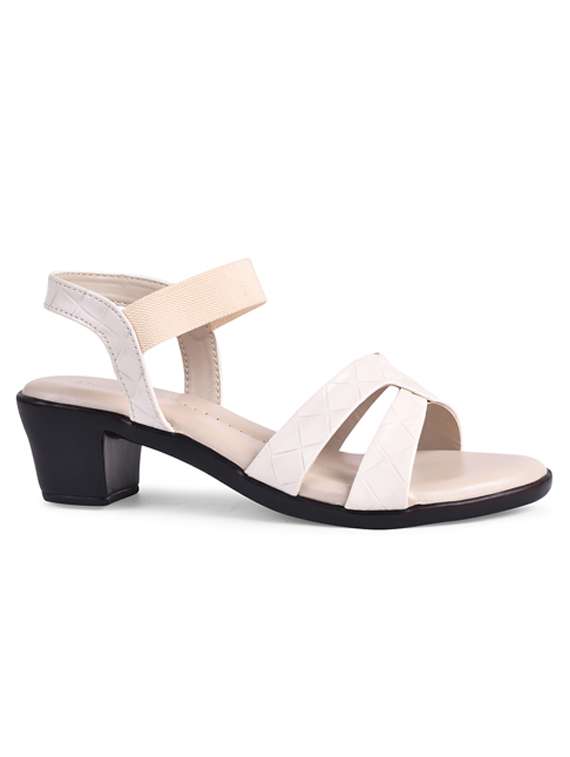 women textured white ankle strap sandal - 20485119 -  Standard Image - 2