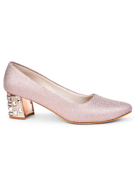 women pink embellished slip on pumps - 20485132 - Standard Image - 2