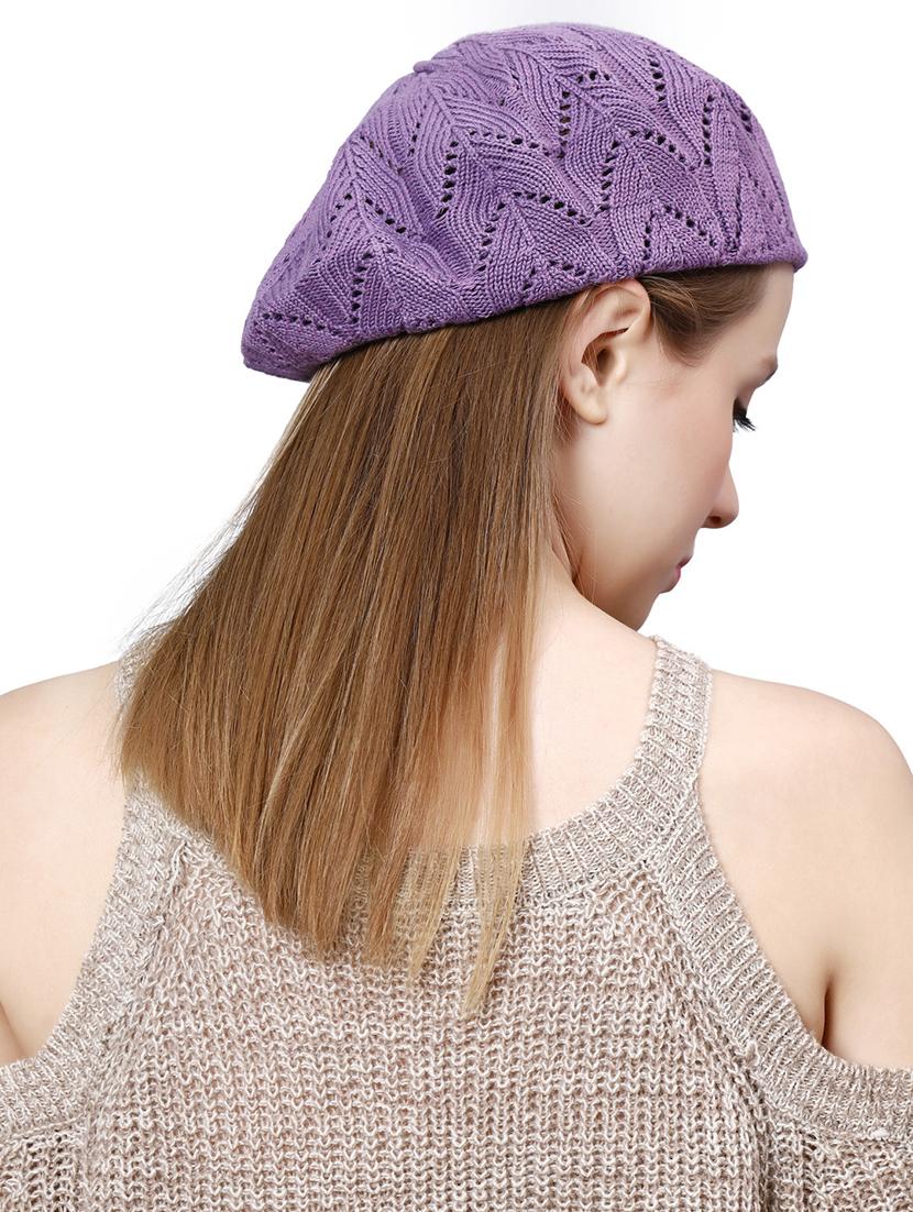 purple self design winter cap - 20485437 - Standard Image - 2