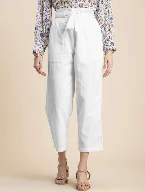 women solid high rise culottes - 20485672 - Standard Image - 0