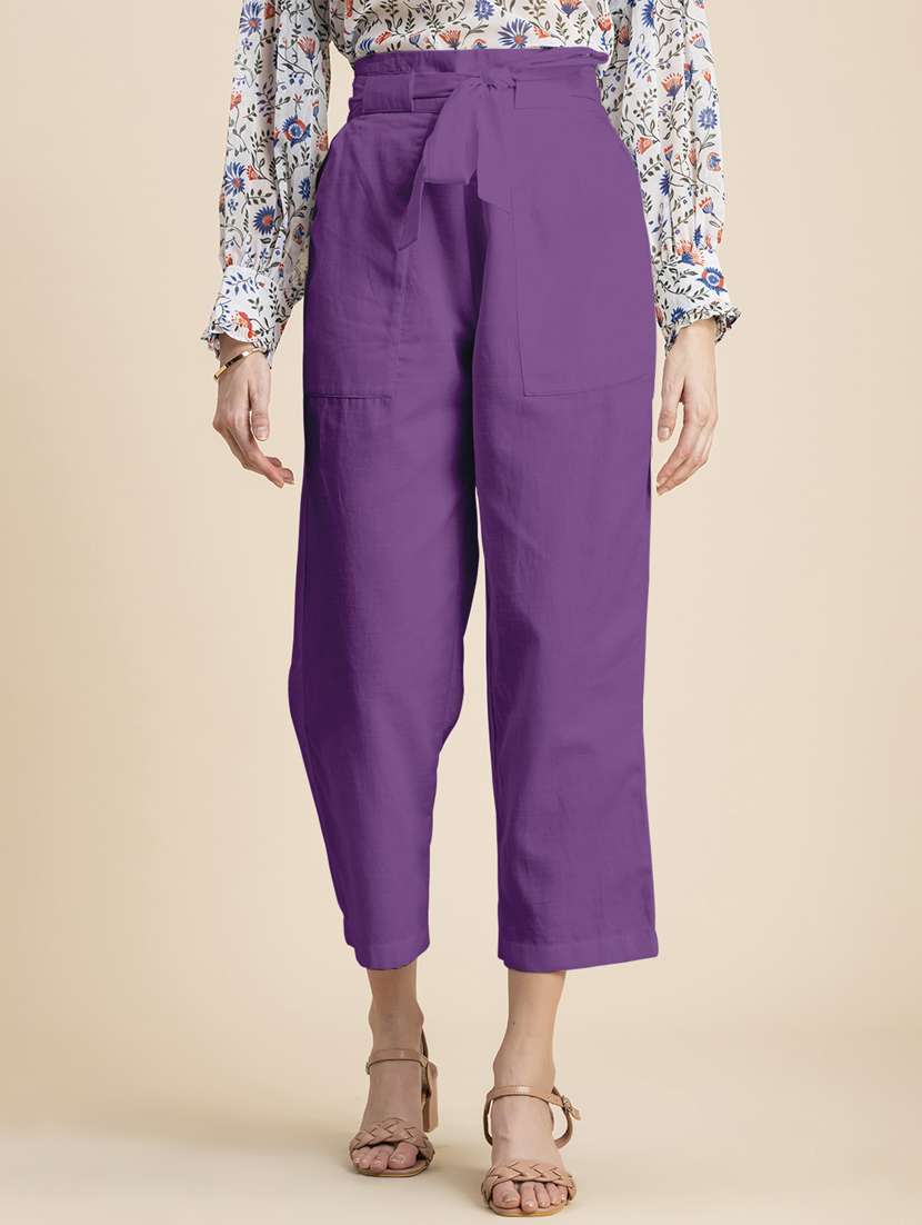 women solid high rise culottes