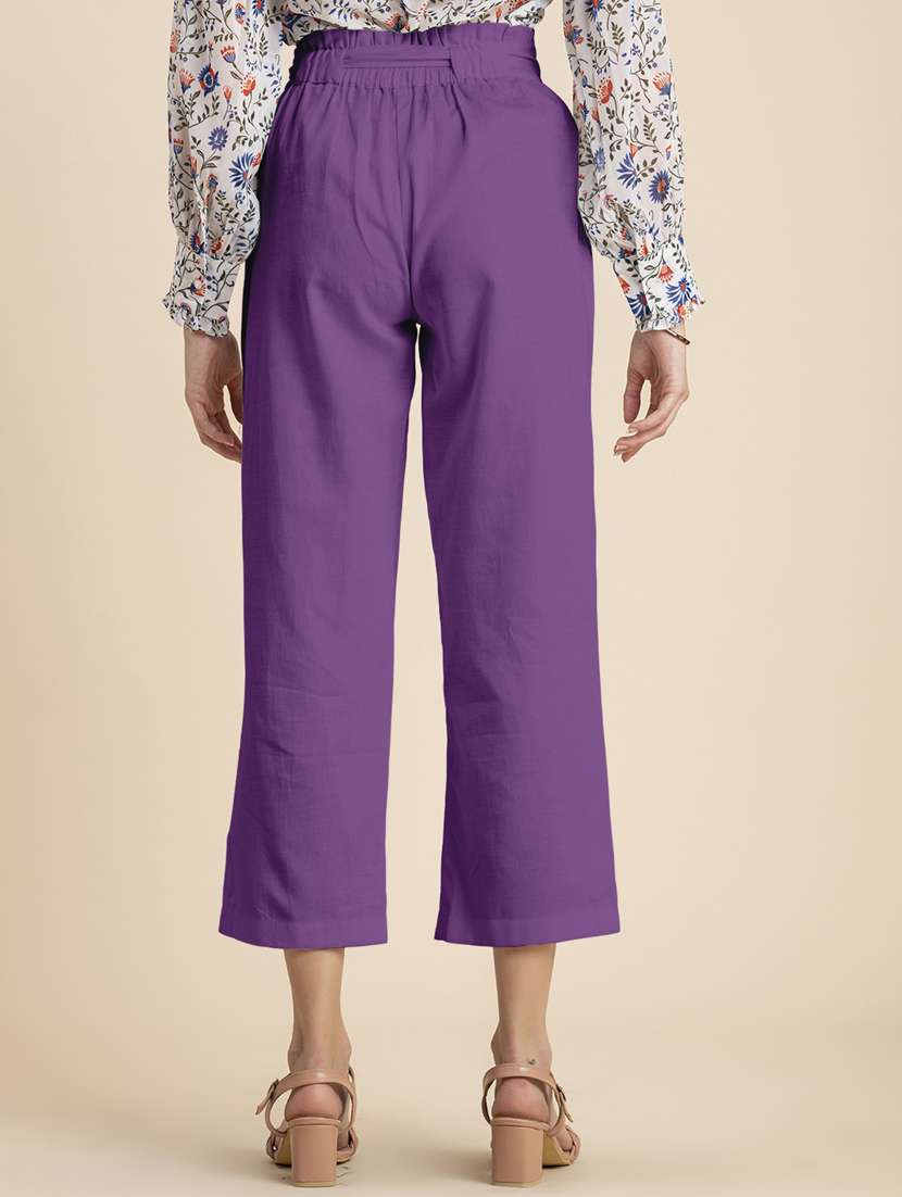 women solid high rise culottes - 20485673 -  Standard Image - 2