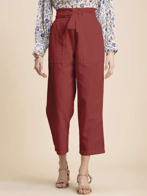 women solid high rise culottes - 20485676 -  Standard Image - 0