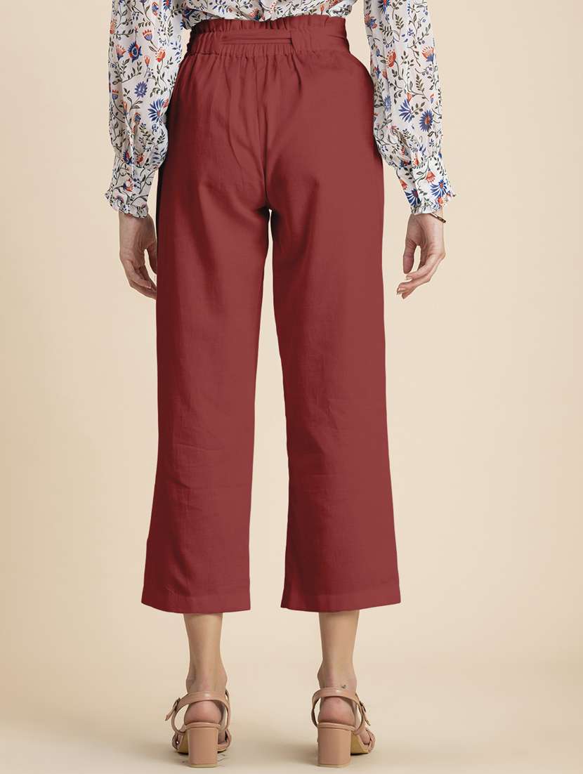 women solid high rise culottes - 20485676 - Standard Image - 2