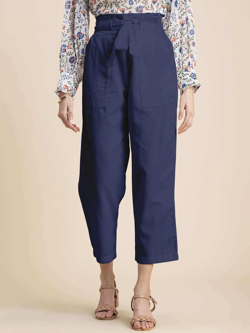 women solid high rise culottes
