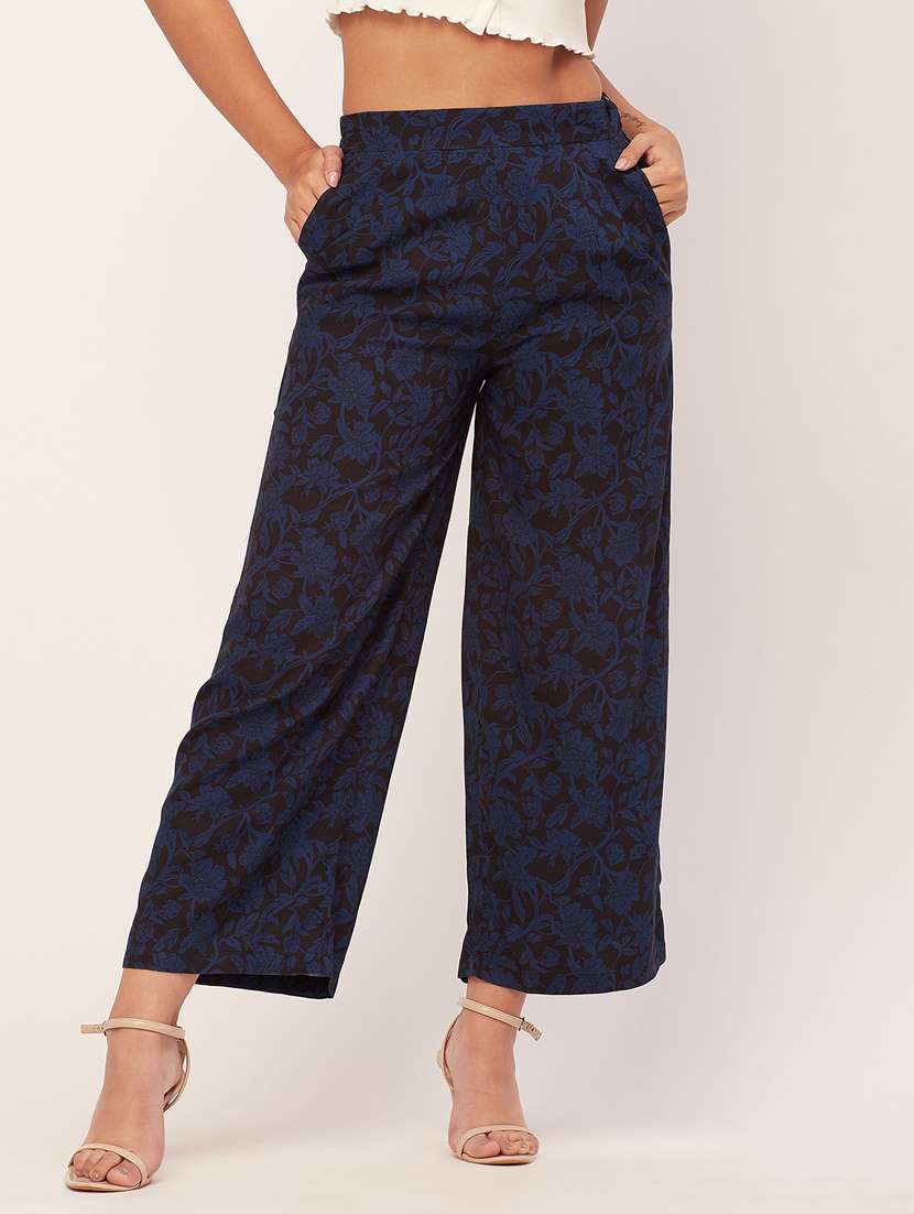 women floral print wide leg trouser