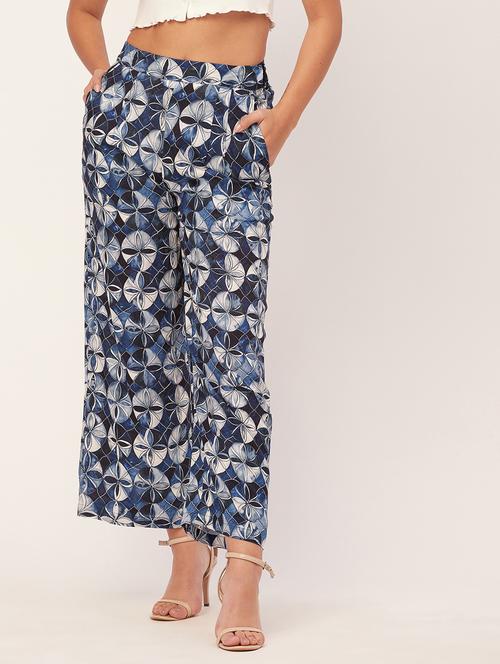 women printed wide leg trouser - 20485680 - Standard Image - 0