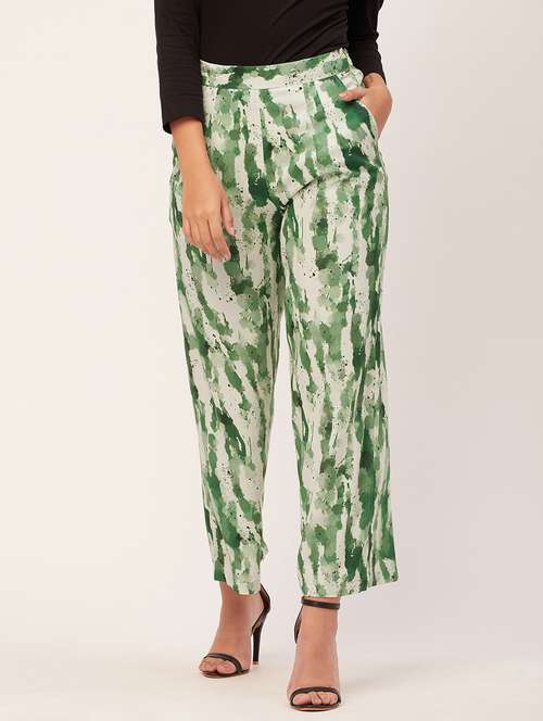 women abstract print wide leg trouser - 20485682 - Standard Image - 0