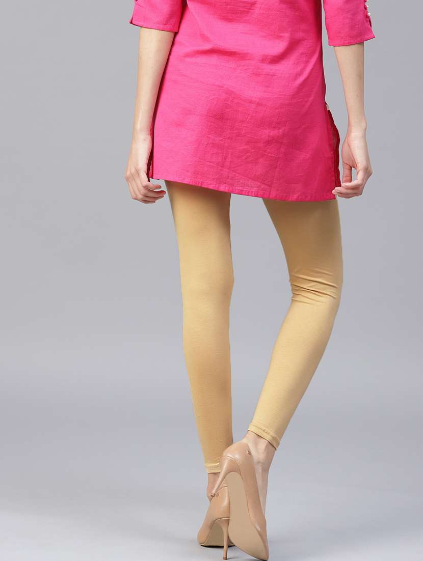 women beige solid ankle length legging - 20485800 - Standard Image - 2