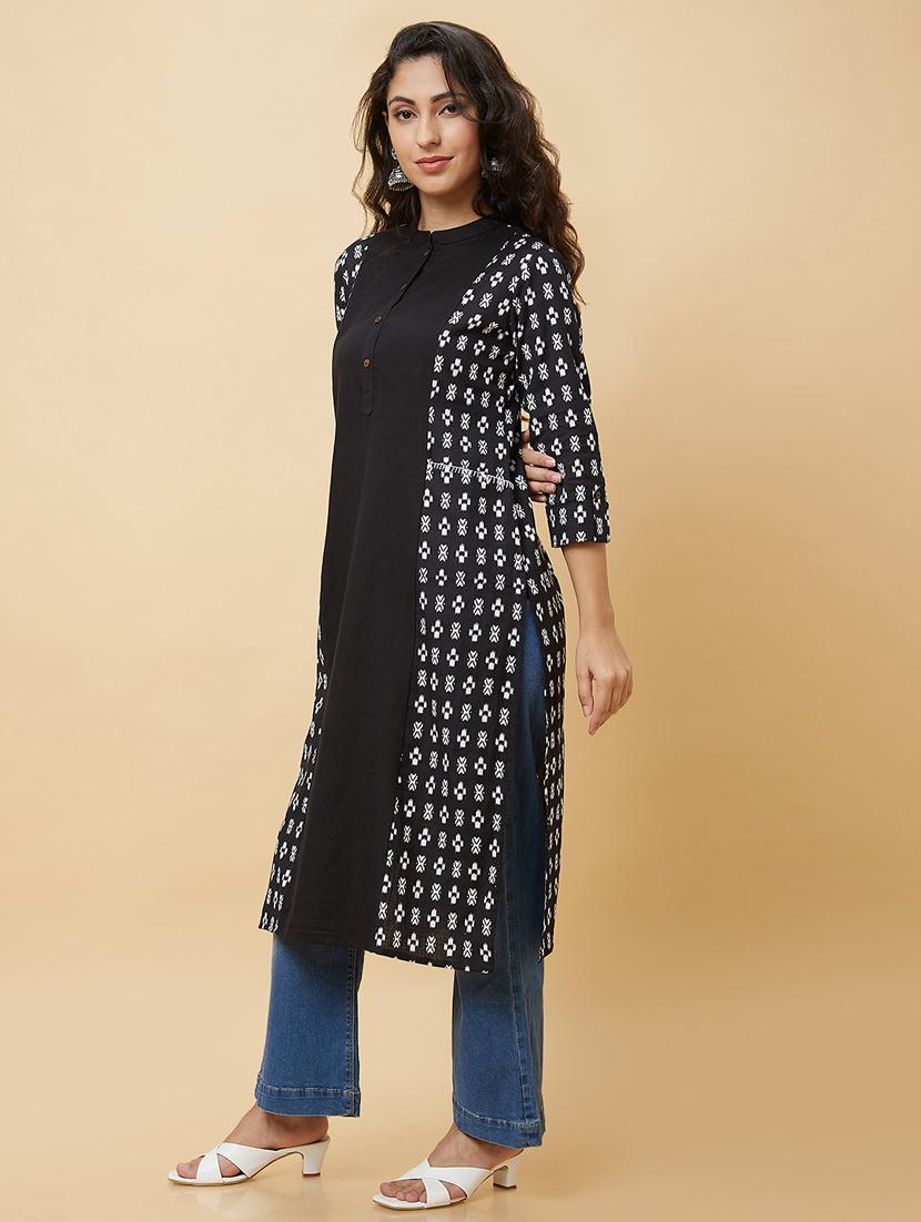 women ikat printed straight kurta - 20485845 - Standard Image - 2