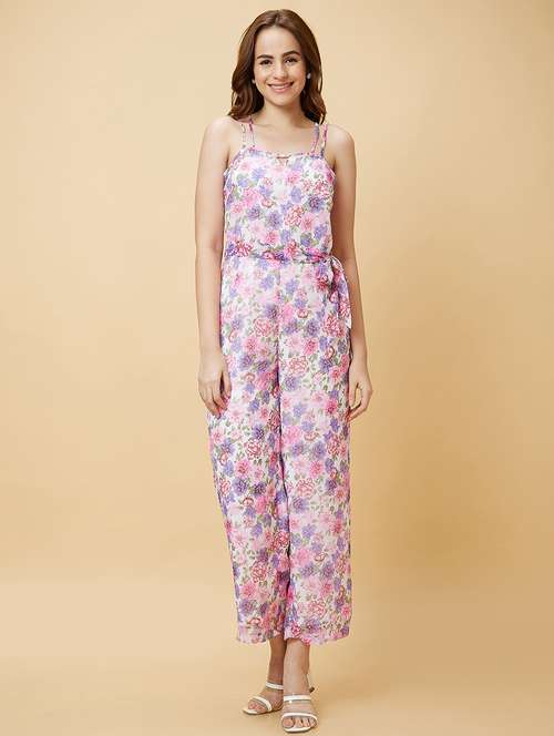 multi colored floral full leg jumpsuit - 20485869 - Standard Image - 0