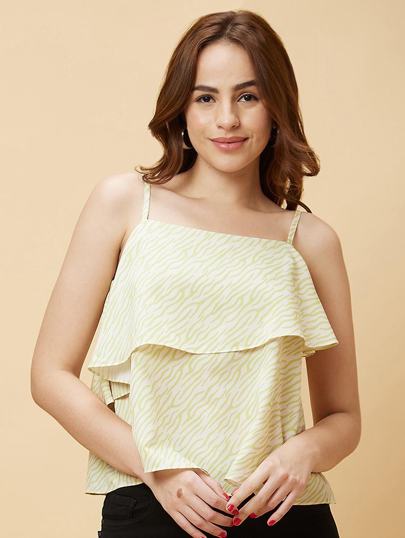 white animal printed regular top - 20485880 -  Zoom Image - 0