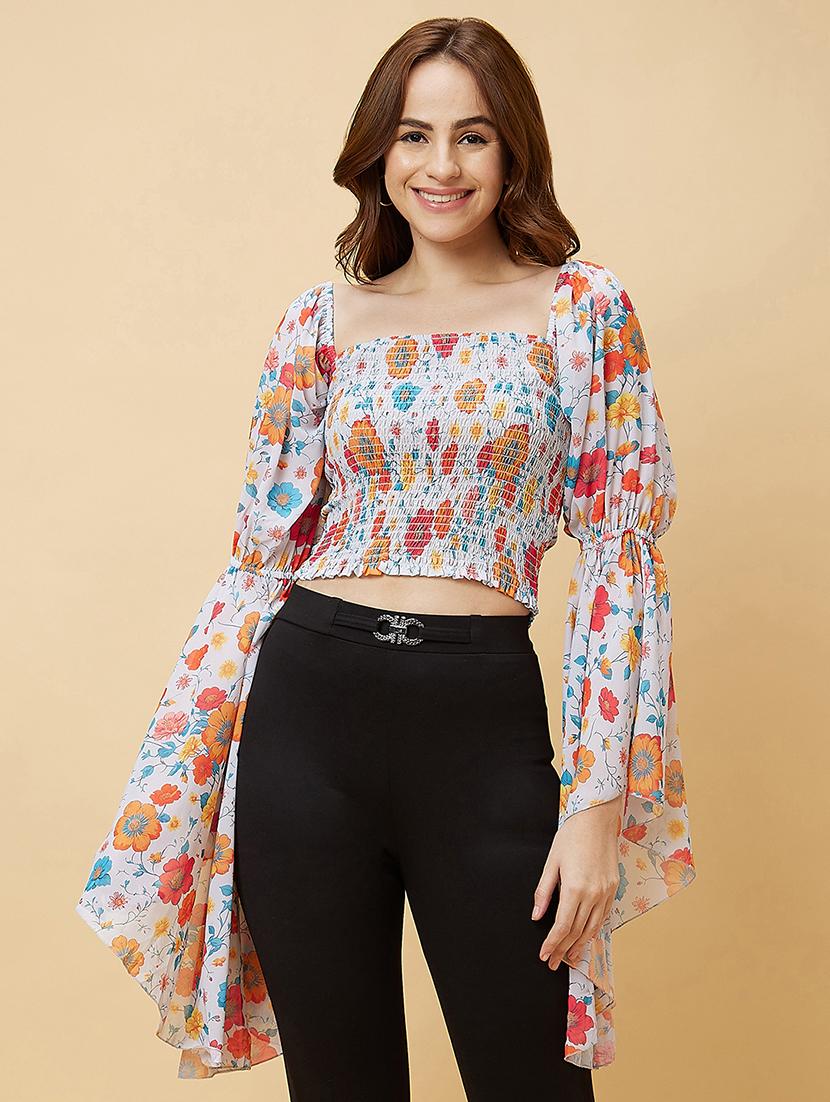 white floral printed regular top - 20485897 -  Zoom Image - 0