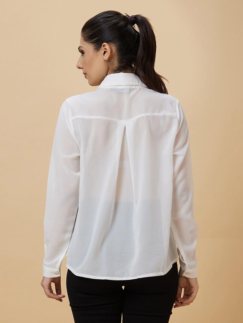 globus women white embellished collar cuffed sleeves shirt style party top - 20485906 - Standard Image - 2