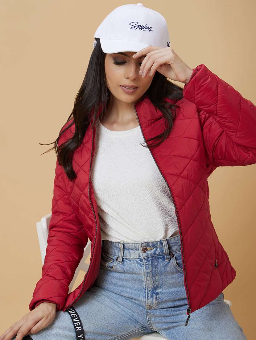 women's solid quilted jacket with hoodie - 20485937 - Standard Image - 2